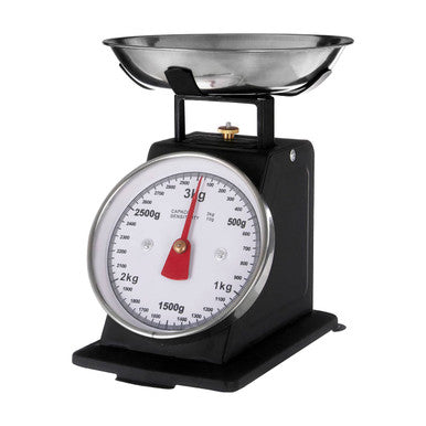 Orsina Olivier Retro Kitchen Scale – 3kg Analogue Food Scale, Matt Black