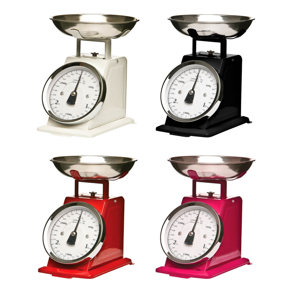Orsina Olivier Retro Kitchen Scale – 3kg Analogue Food Scale, Matt Black