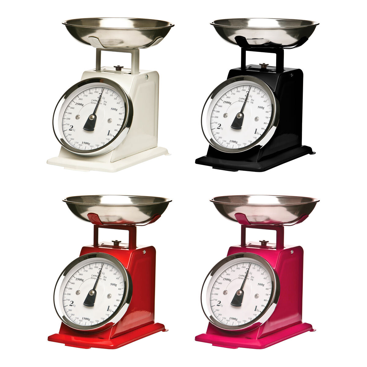 Orsina Olivier Retro Kitchen Scale – 3kg Analogue Food Scale, Matt Black