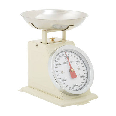 Orsina Olivier Retro Kitchen Scale – 3kg Cream & Stainless Steel