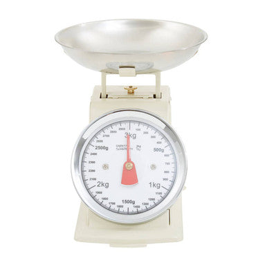 Orsina Olivier Retro Kitchen Scale – 3kg Cream & Stainless Steel