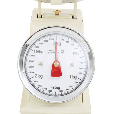 Orsina Olivier Retro Kitchen Scale – 3kg Cream & Stainless Steel