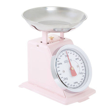 Orsina Olivier Retro Kitchen Scale – 3kg Analogue Dial, Pastel Pink