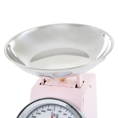 Orsina Olivier Retro Kitchen Scale – 3kg Analogue Dial, Pastel Pink