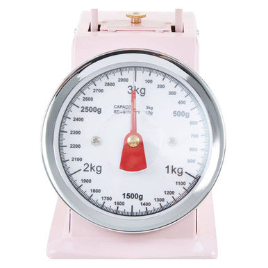 Orsina Olivier Retro Kitchen Scale – 3kg Analogue Dial, Pastel Pink