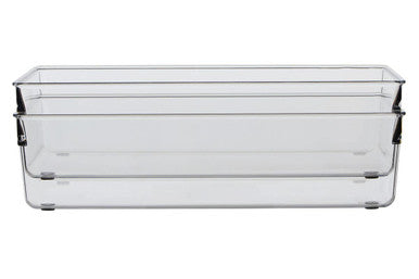 Orsina Clear Plastic Kitchen Organisers – Set of 2 Small Storage Trays
