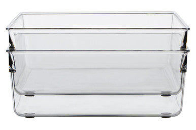 Orsina Clear Plastic Kitchen Organisers – Set of 2 Small Storage Trays