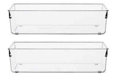 Orsina Clear Plastic Kitchen Organisers – Set of 2 Small Storage Trays
