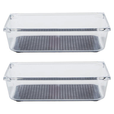 Orsina Clear Kitchen Drawer Organisers with Non-Slip Rubber Base – 2 Pack