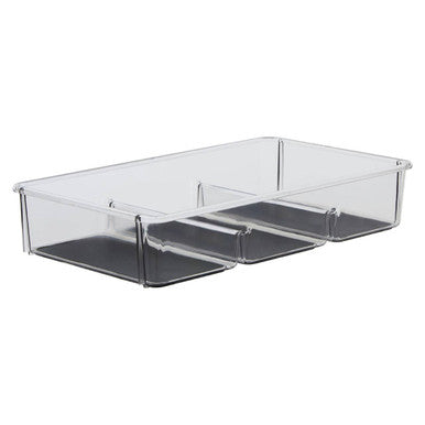 Orsina Grey Kitchen Drawer Organiser – 3-Compartment Acrylic Tray