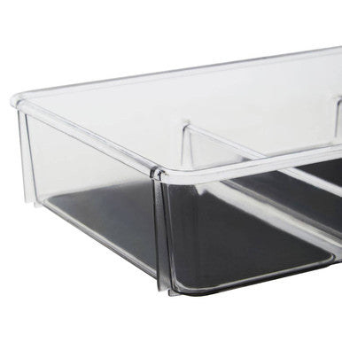 Orsina Grey Kitchen Drawer Organiser – 3-Compartment Acrylic Tray