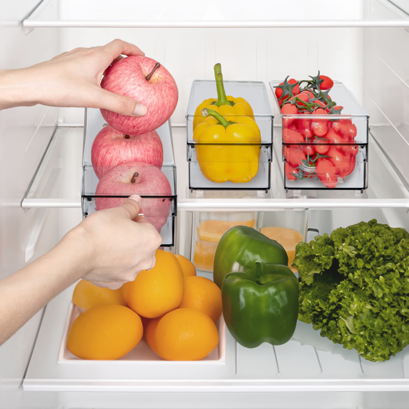 Orsina Stackable Fridge Storage Trays – Clear Plastic Organizers (Set of 2)