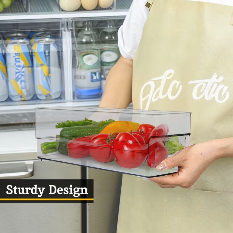 Orsina Stackable Fridge Storage Trays – Clear Plastic Organizers (Set of 2)