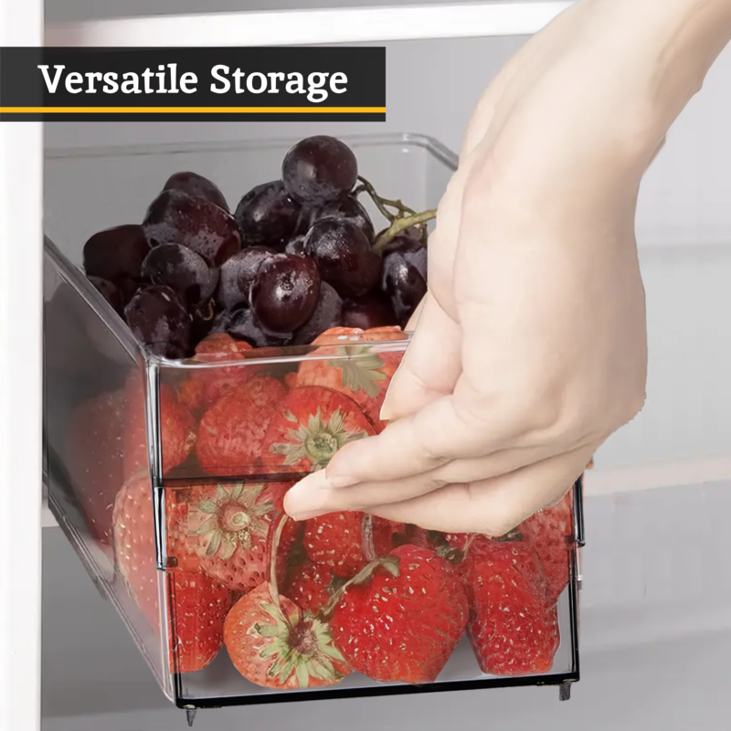Orsina Stackable Fridge Storage Trays – Clear Plastic Organizers (Set of 2)
