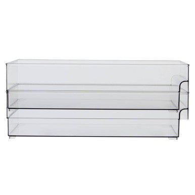 Orsina Large Fridge Storage Trays – Set of 2 Clear Stackable Bins