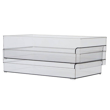 Orsina Large Fridge Storage Trays – Set of 2 Clear Stackable Bins