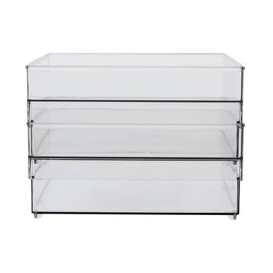 Orsina Large Fridge Storage Trays – Set of 2 Clear Stackable Bins
