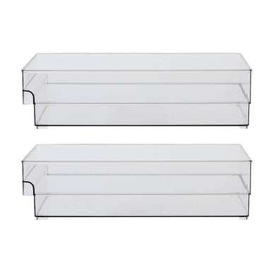 Orsina Large Fridge Storage Trays – Set of 2 Clear Stackable Bins