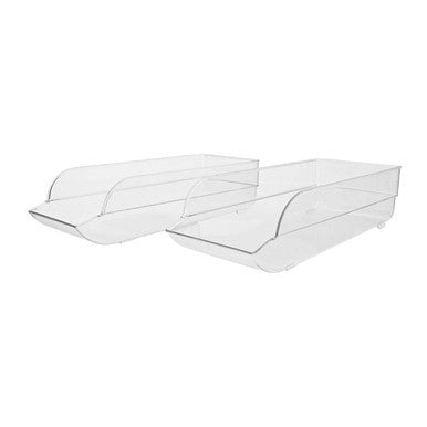 Orsina Stackable Fridge Storage Trays – Clear Plastic Organizers (Set of 2)