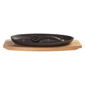 Orsina Large Cast Iron Sizzler Dish with Wooden Tray and Handle