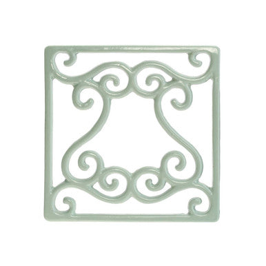 Orsina Cast Iron Trivet – Pale Blue Swirl Heat Protector Pot Stand
