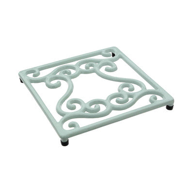 Orsina Cast Iron Trivet – Pale Blue Swirl Heat Protector Pot Stand