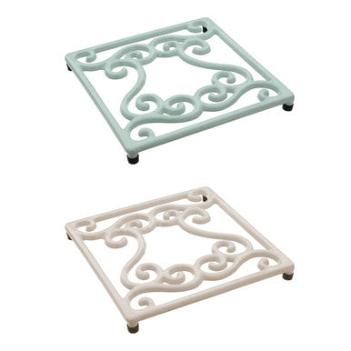 Orsina Cast Iron Trivet – Pale Blue Swirl Heat Protector Pot Stand