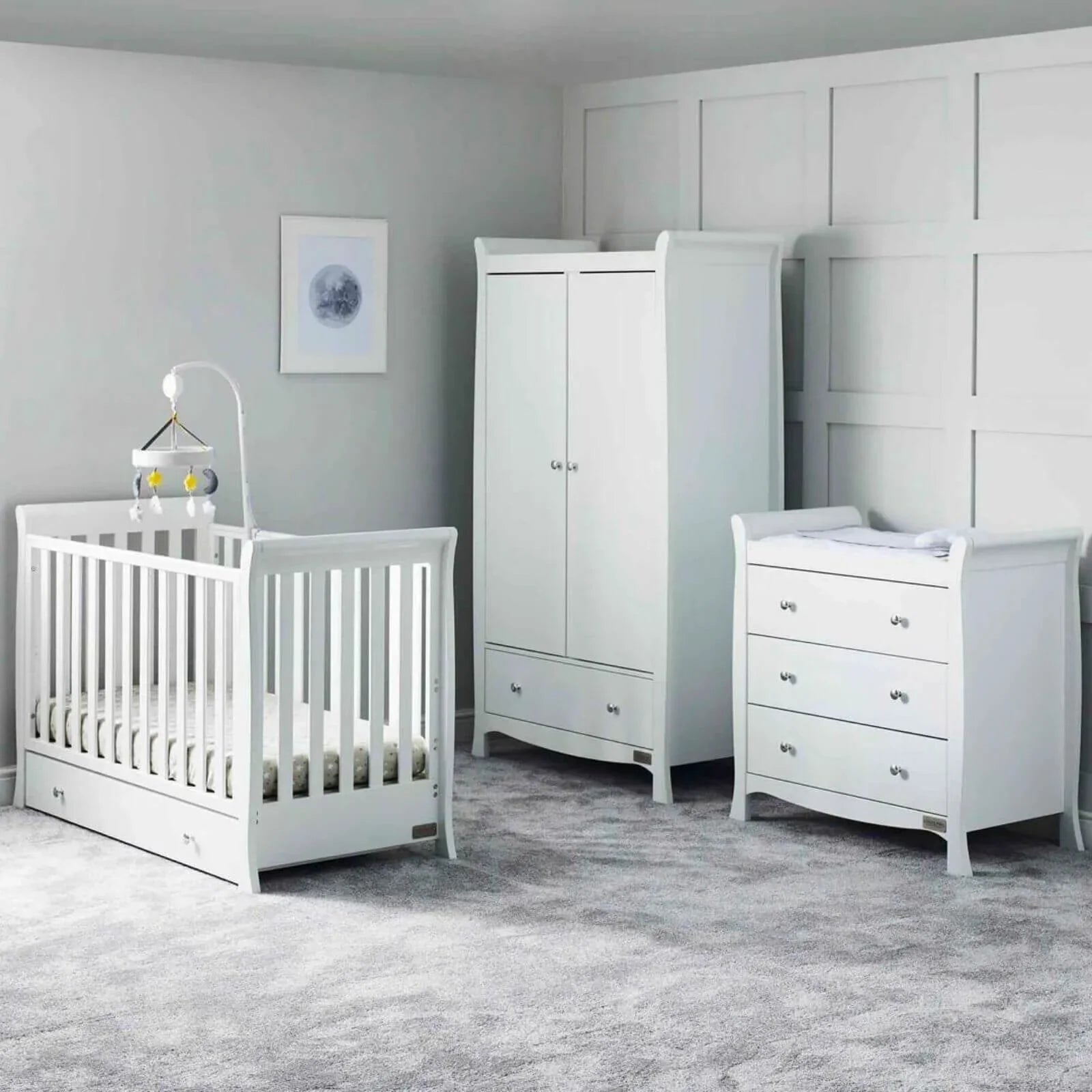 Ickle Bubba Snowdon 4 in 1 Mini 3 Piece Furniture Set White - Fibre Mattress