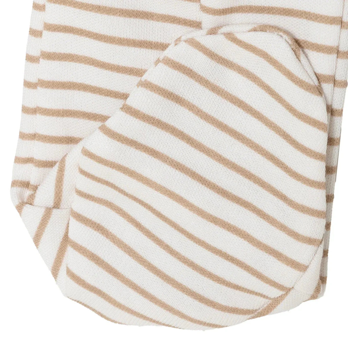 Baby Boy Footed Sleepsuit Striped Zip Fastening Crew Neck - Beige