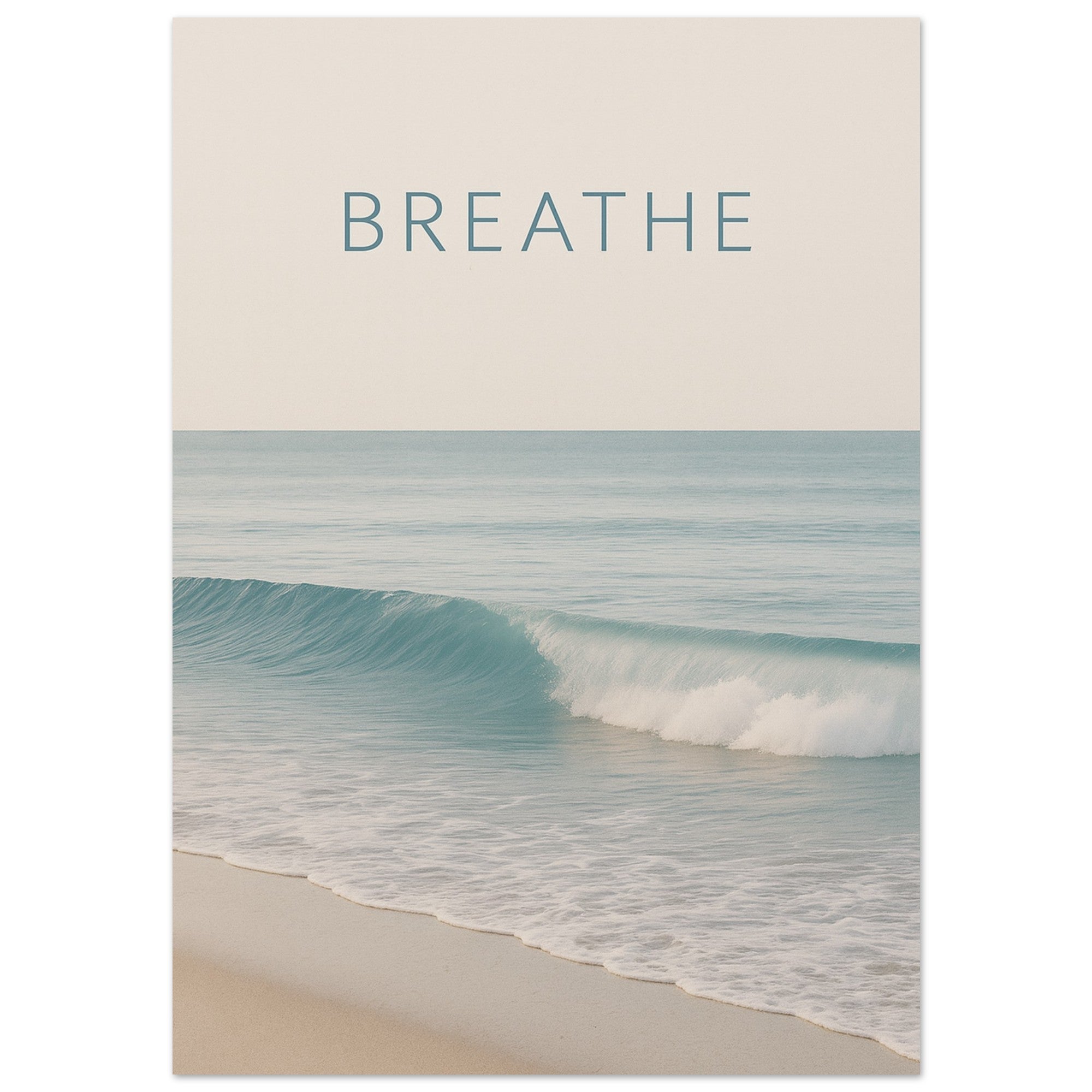 Breathe | Ocean Wave Minimalist Poster - Elegant Ocean Art Print for Home Decor