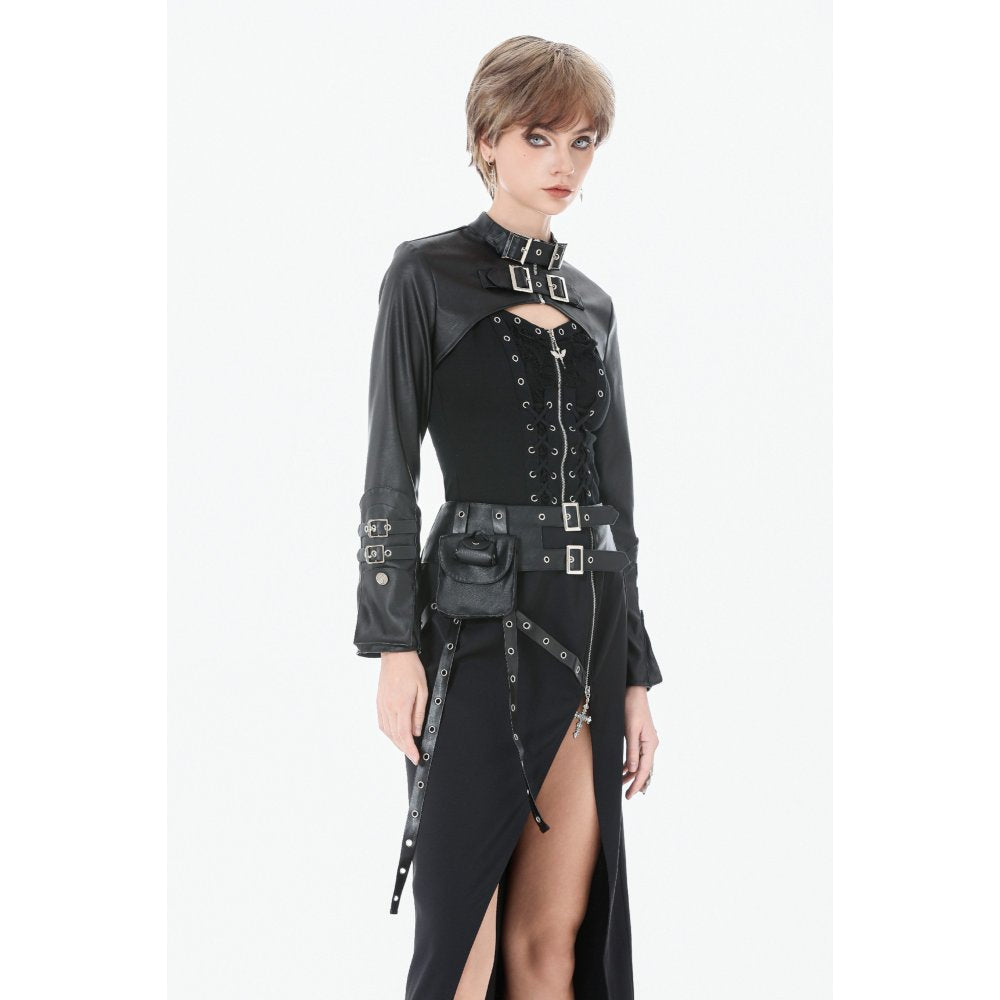 Dark in Love Punk Lace-Up Corset Top – Cotton Mesh Vest with Eyelets
