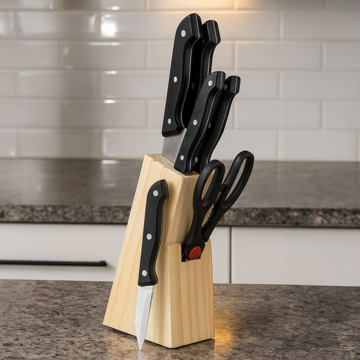 Orsina Maxima 6 Piece Stainless Steel Knife Set with Wooden Block