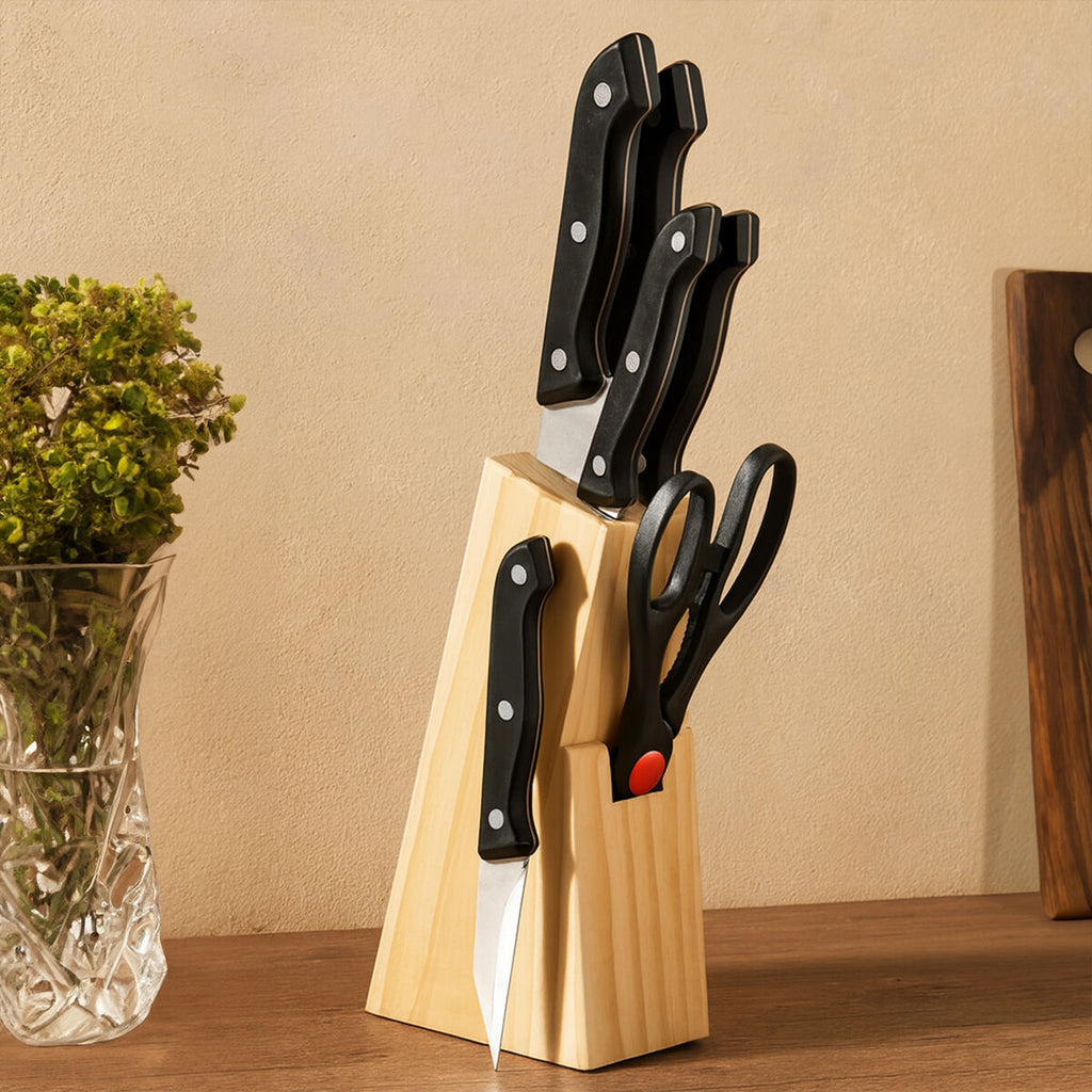 Orsina Maxima 6 Piece Stainless Steel Knife Set with Wooden Block