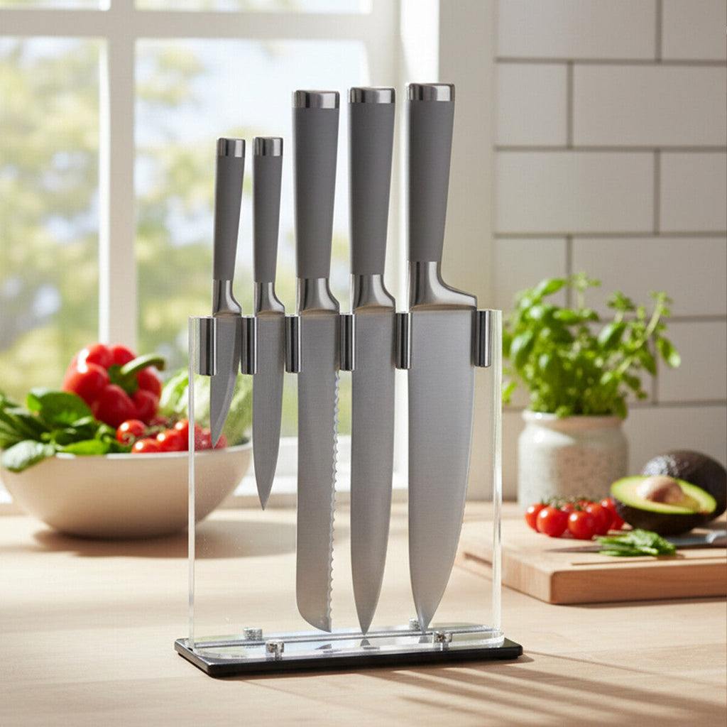 Orsina Corsico 5 Piece Stainless Steel Knife Set with Acrylic Block