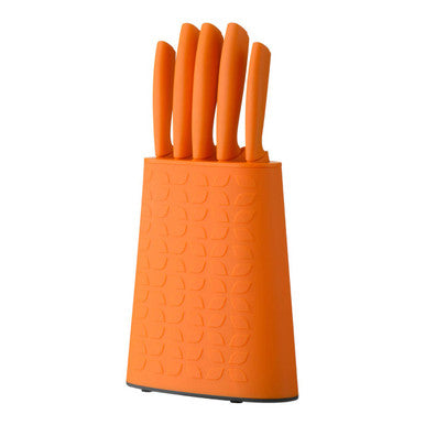 Orsina Living Colour 5-Piece Orange Stainless Steel Knife Block Set
