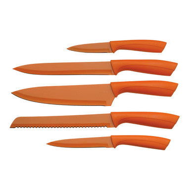 Orsina Living Colour 5-Piece Orange Stainless Steel Knife Block Set