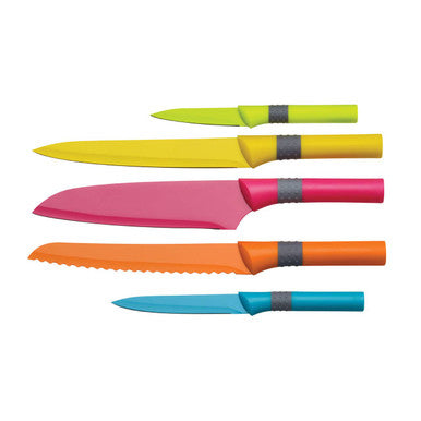 Orsina 5-Piece Stainless Steel Knife Set with Non-Slip Rubber Handles