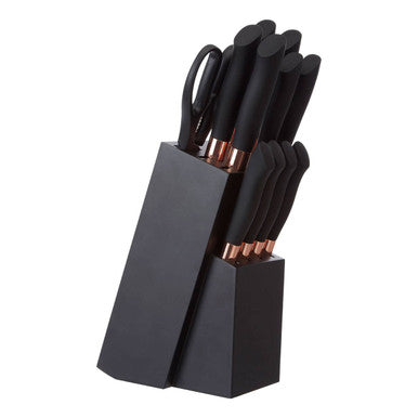 Orsina 11 Piece Stainless Steel Knife Set with Black Storage Block