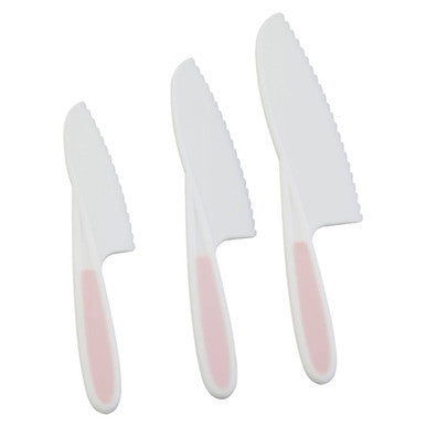 Orsina Zing Dessert and Salad Knives – Set of 3 Serrated Pastel Pink