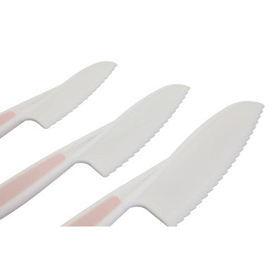 Orsina Zing Dessert and Salad Knives – Set of 3 Serrated Pastel Pink