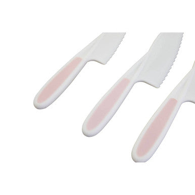Orsina Zing Dessert and Salad Knives – Set of 3 Serrated Pastel Pink