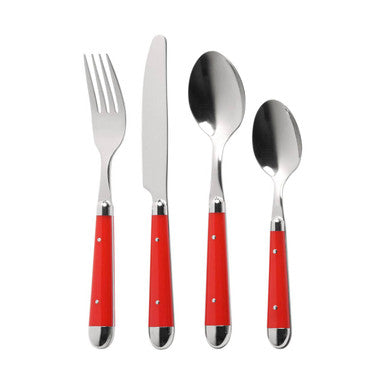 Orsina 16-Piece Red Cutlery Set – Stainless Steel Bistro Dining Set