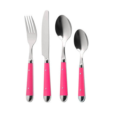 Orsina Hot Pink 16-Piece Cutlery Set | Stainless Steel Flatware