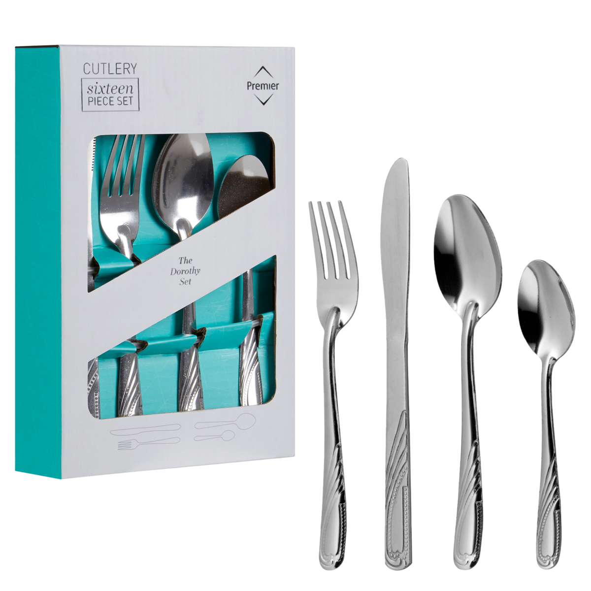 Orsina Dorothy 16 Piece Stainless Steel Cutlery Set | Polished Silver