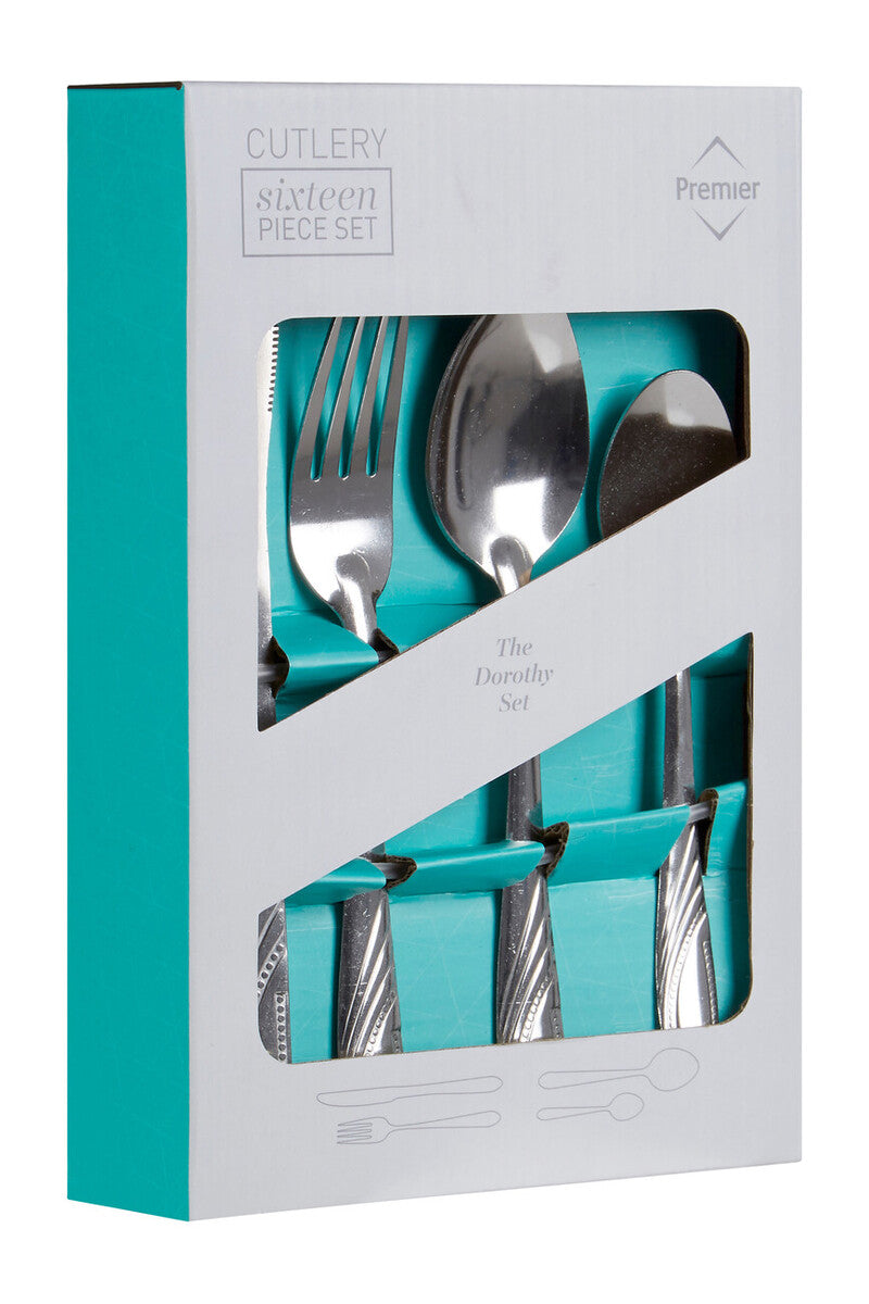 Orsina Dorothy 16 Piece Stainless Steel Cutlery Set | Polished Silver