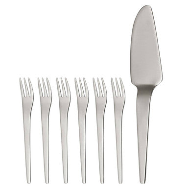 Orsina Curve Stainless Steel Cake Server and Forks Set | Silver