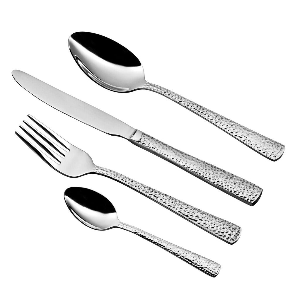 Orsina Martello Hammered 24 Piece Cutlery Set | Stainless Steel