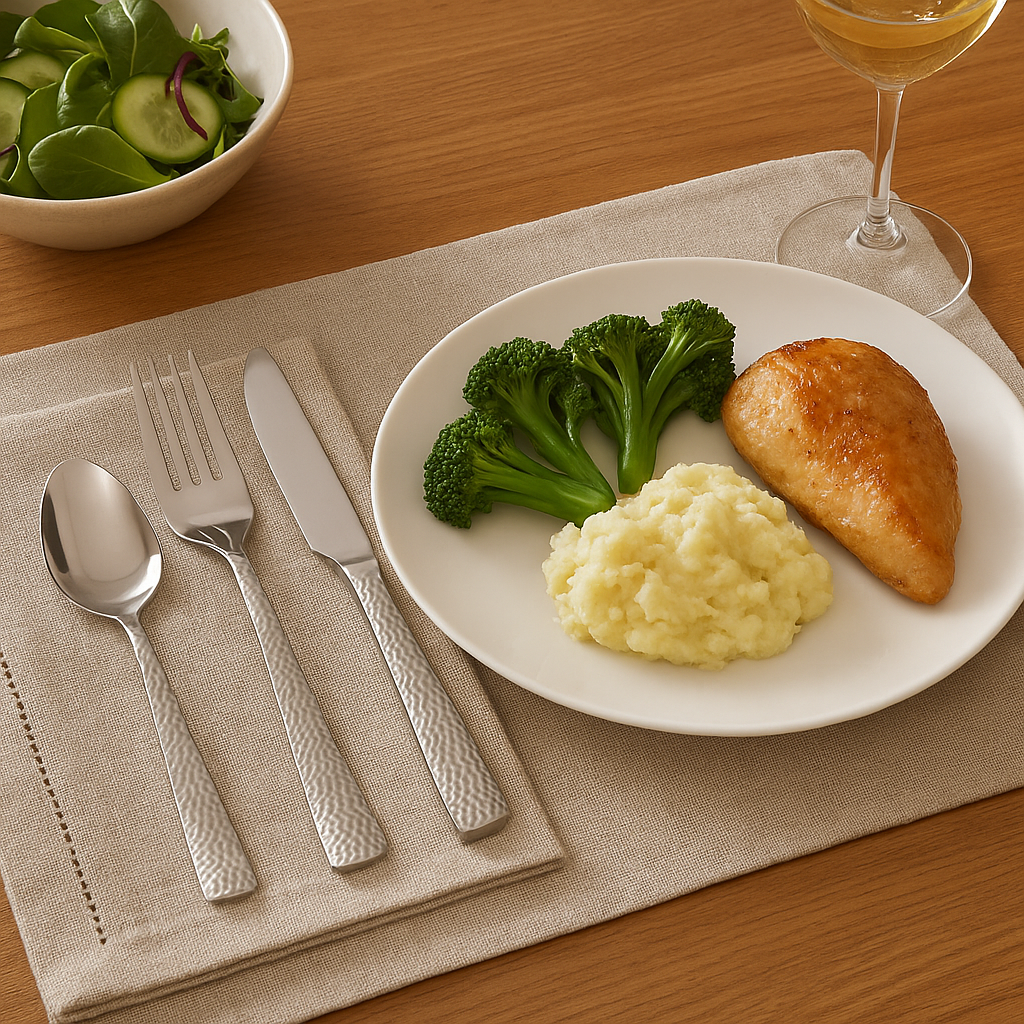 Orsina Martello Hammered 24 Piece Cutlery Set | Stainless Steel