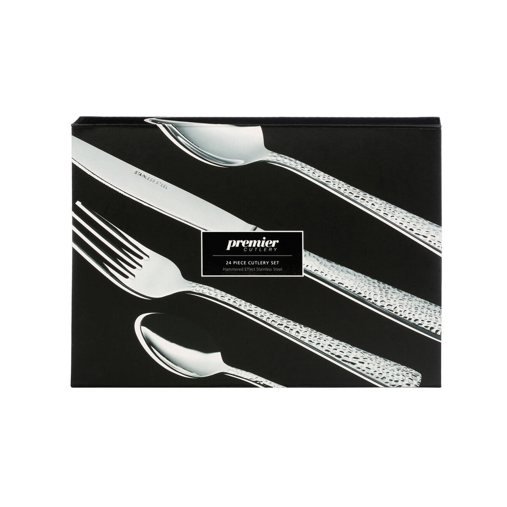 Orsina Martello Hammered 24 Piece Cutlery Set | Stainless Steel