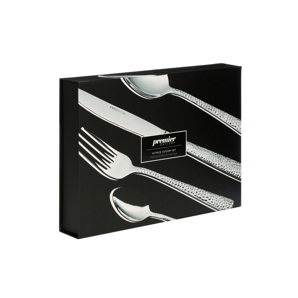 Orsina Martello Hammered 24 Piece Cutlery Set | Stainless Steel